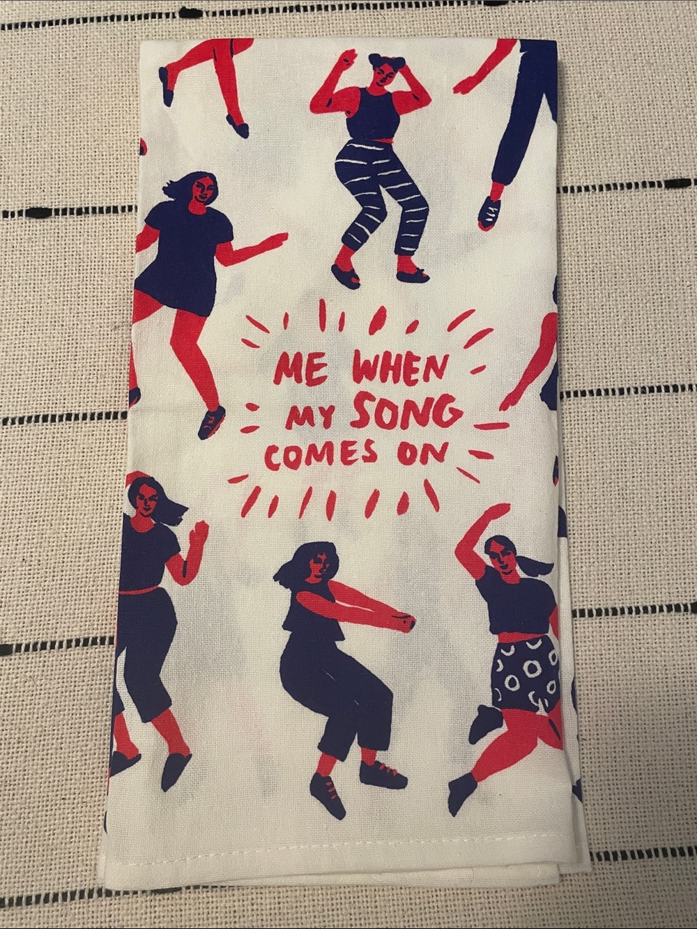 Blue Q Dancing Women Tea Towel - Red & Blue on Natural